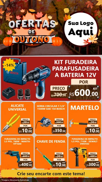 Modelo de Rede Social para Stories com o tema Ofertas de Outono para Maquinas e Ferramentas