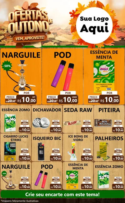 Modelo de Encarte para Encarte Grande com o tema Ofertas de Outono - Vem, Aproveite! para Tabacaria