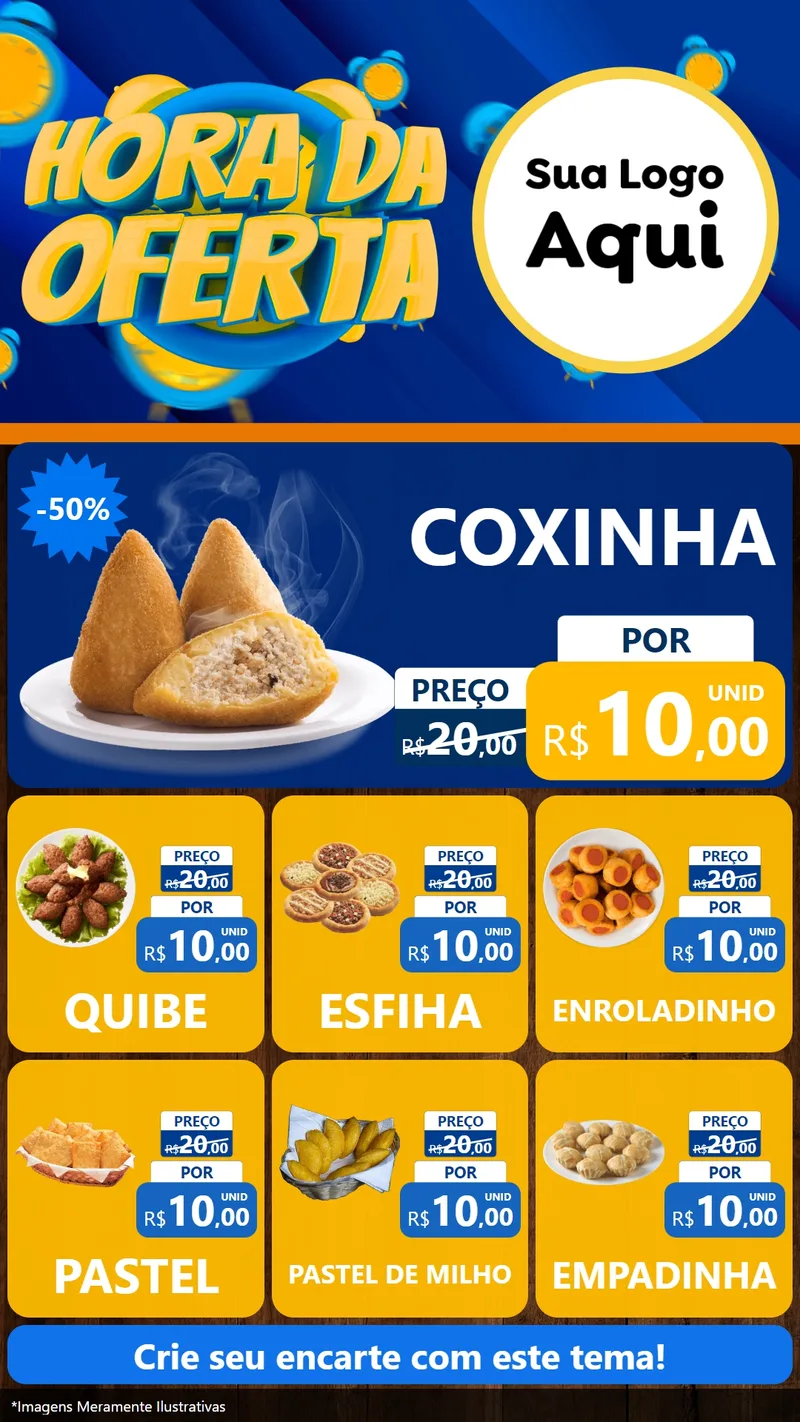 Modelo de Rede Social para Stories com o tema Hora da Oferta para Salgadaria