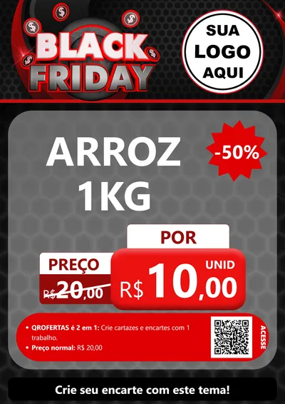 Modelo de Cartaz para Cartaz A4 Vertical com o tema Black Friday para Supermercado