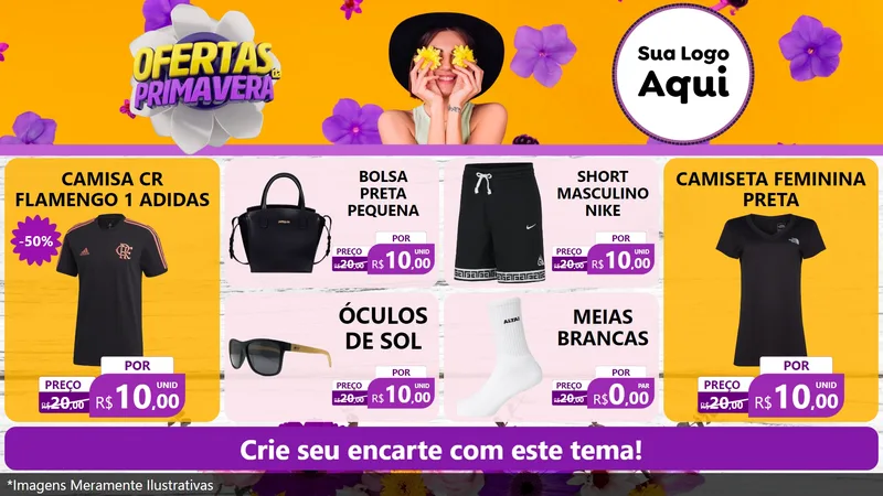 Modelo de TV para TV Horizontal com o tema Ofertas Da Primavera para Roupas e acessórios