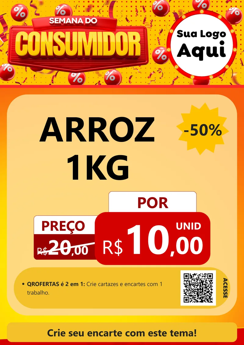 Modelo de Cartaz para Cartaz A4 Vertical com o tema Semana do Consumidor para Supermercado