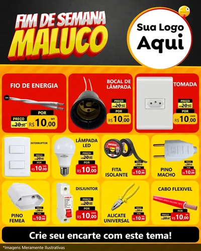 Modelo de Rede Social para Feed Instagram com o tema Final de Semana Maluco para Materiais Elétricos