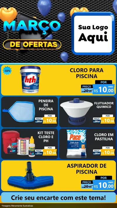 Modelo de TV para TV Vertical com o tema Março de Ofertas para Produtos para Piscina