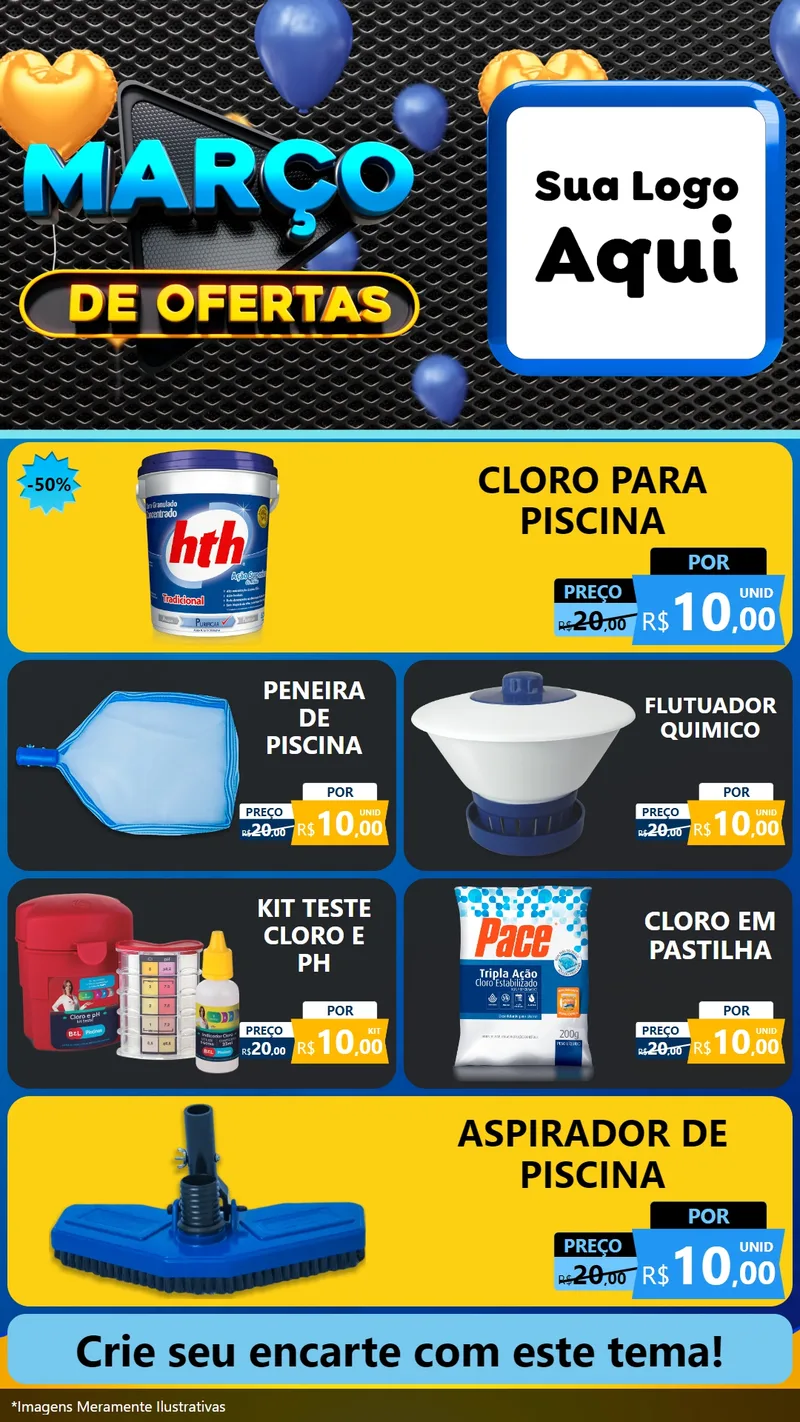 Modelo de TV para TV Vertical com o tema Março de Ofertas para Produtos para Piscina