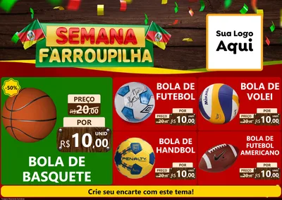 Modelo de Encarte para Encarte A4 Horizontal com o tema Semana Farroupilha para Artigos Esportivos