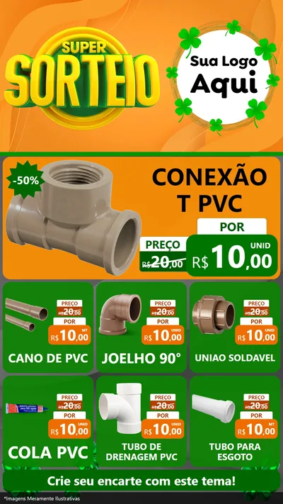 Modelo de Rede Social para Stories com o tema Super Sorteio para Tubos e conexões