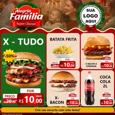 Modelo de Rede Social para Feed Facebook com o tema Alegria Em Família - Super Ofertas para Hamburgueria