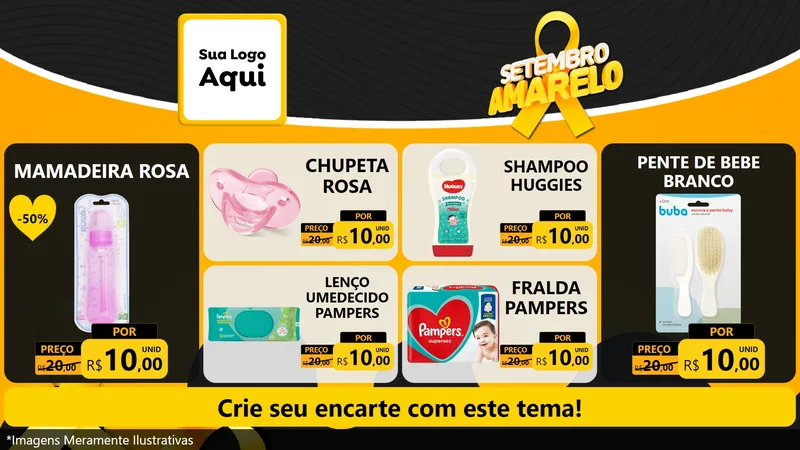 Modelo de TV para TV Horizontal com o tema Setembro Amarelo para Bebês