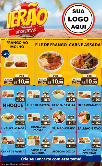 Modelo de Encarte para Encarte Grande com o tema Verão de Ofertas para Restaurante