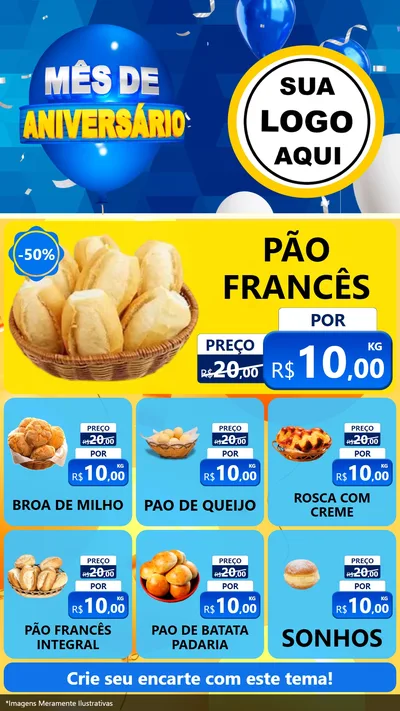 Modelo de Rede Social para Stories com o tema Mês de Aniversário para Padaria