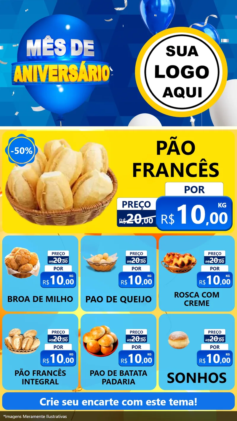 Modelo de Rede Social para Stories com o tema Mês de Aniversário para Padaria