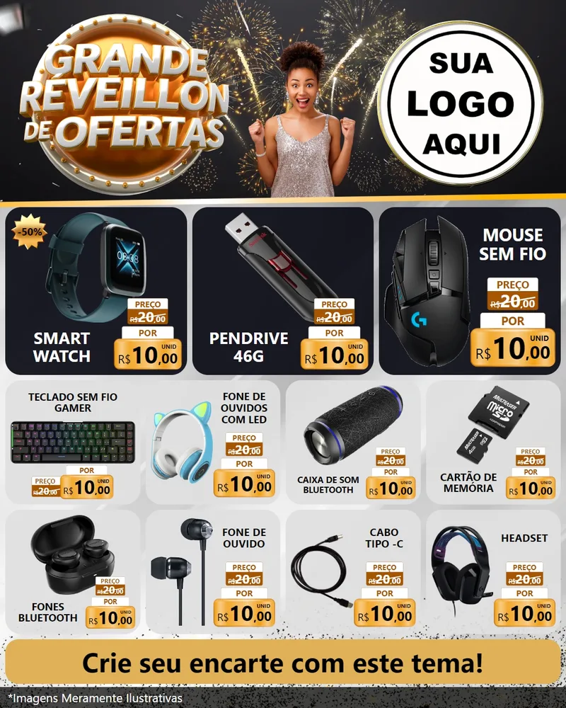 Modelo de Rede Social para Feed Instagram com o tema Grande Réveillon de Ofertas para Informática