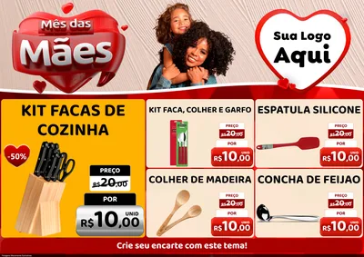 Modelo de Encarte para Encarte A4 Horizontal com o tema Mês das Mães para Utilidades Domésticas