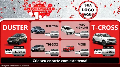 Modelo de TV para TV Horizontal com o tema Promoção de Aniversário - 1 Ano para Concessionaria de Carros