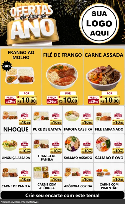 Modelo de Encarte para Encarte Grande com o tema Ofertas de Fim de Ano para Restaurante
