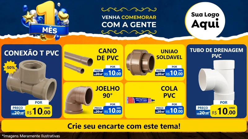Modelo de TV para TV Horizontal com o tema Um Mês de Aniversário para Tubos e conexões