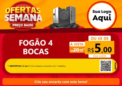 Modelo de Cartaz para Cartaz A4 Horizontal com o tema Ofertas Da Semana - Preço Baixo para Móveis e Eletro