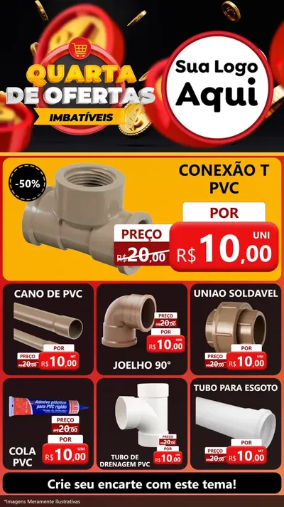 Modelo de Rede Social para Stories com o tema Quarta de Ofertas Imbatíveis para Tubos e conexões