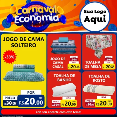 Modelo de Rede Social para Feed Facebook com o tema Carnaval da Economia para Cama, Mesa e Banho