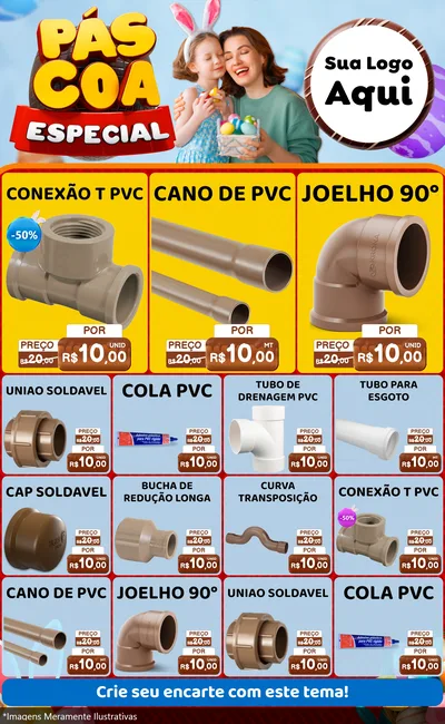Modelo de Encarte para Encarte Grande com o tema Páscoa Especial para Tubos e conexões