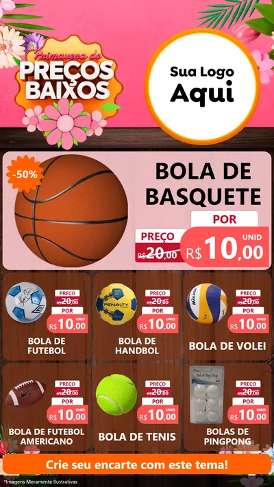 Modelo de Rede Social para Stories com o tema Primavera de Preços Baixos para Artigos Esportivos