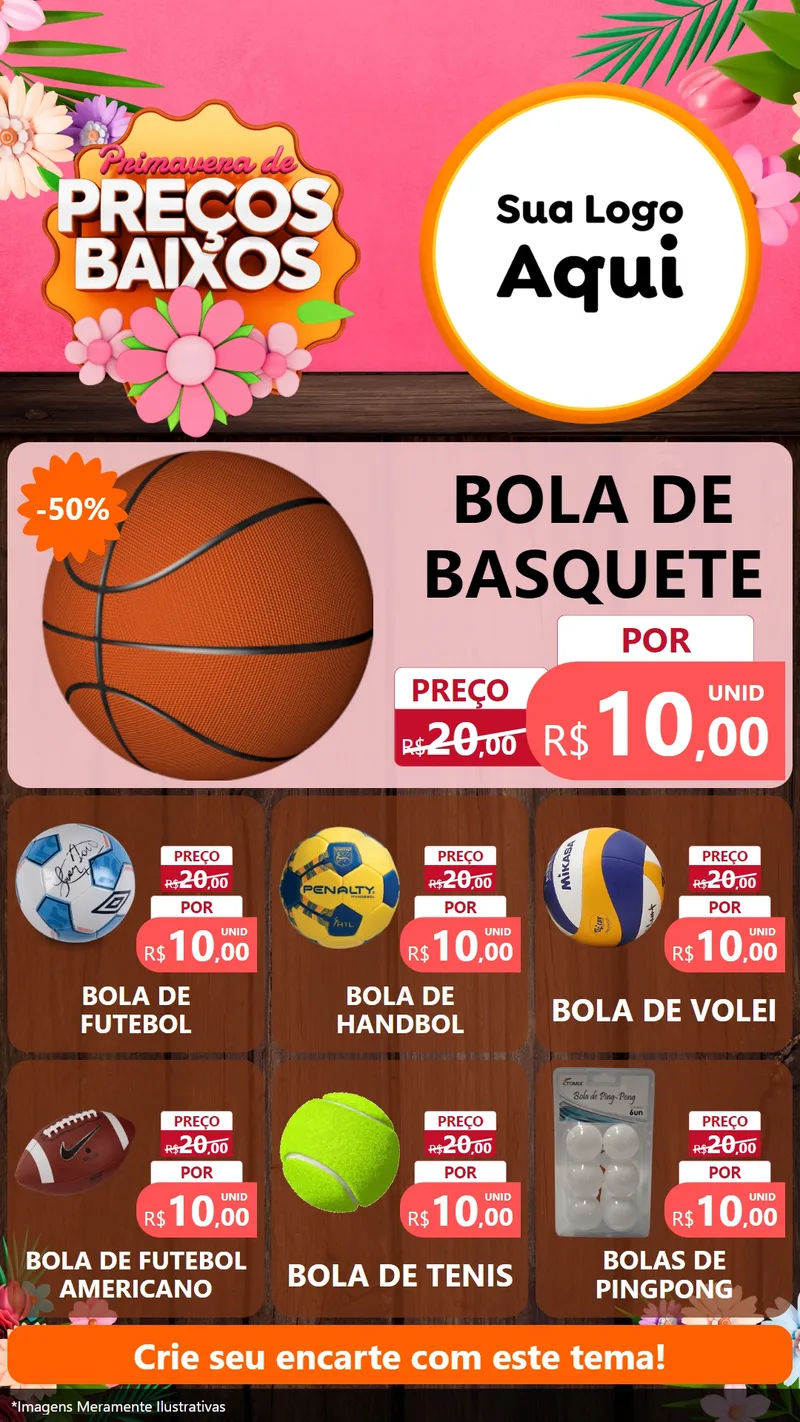 Modelo de Rede Social para Stories com o tema Primavera de Preços Baixos para Artigos Esportivos