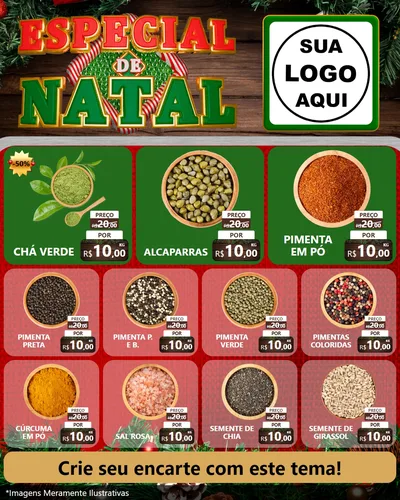Modelo de Rede Social para Feed Instagram com o tema Especial de Natal para Produtos Naturais
