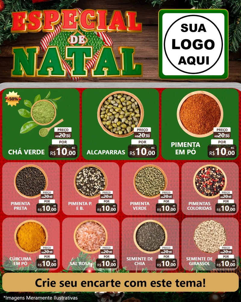 Modelo de Rede Social para Feed Instagram com o tema Especial de Natal para Produtos Naturais
