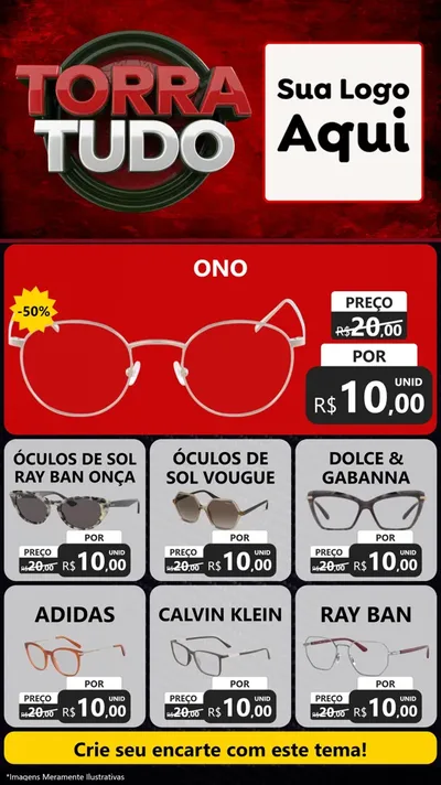 Modelo de Rede Social para Stories com o tema Torra Tudo para Óticas