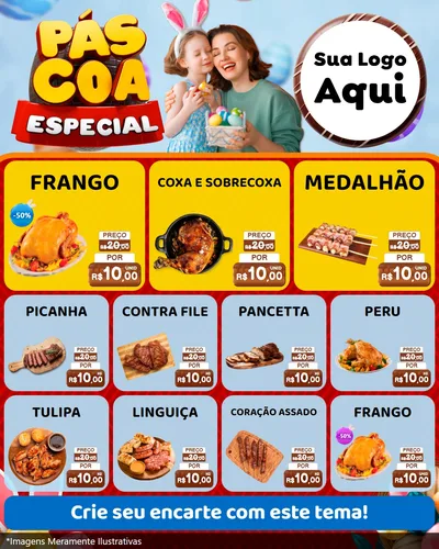 Modelo de Rede Social para Feed Instagram com o tema Páscoa Especial para Assados