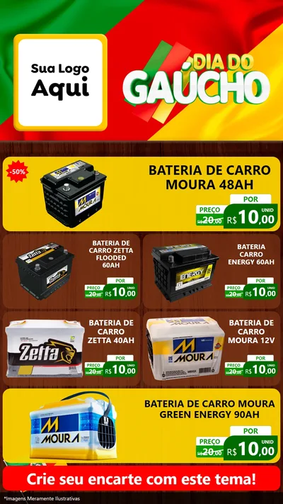 Modelo de TV para TV Vertical com o tema Dia do Gaúcho para Baterias Elétricas