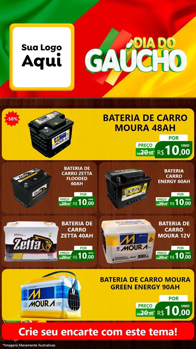 Modelo de TV para TV Vertical com o tema Dia do Gaúcho para Baterias Elétricas