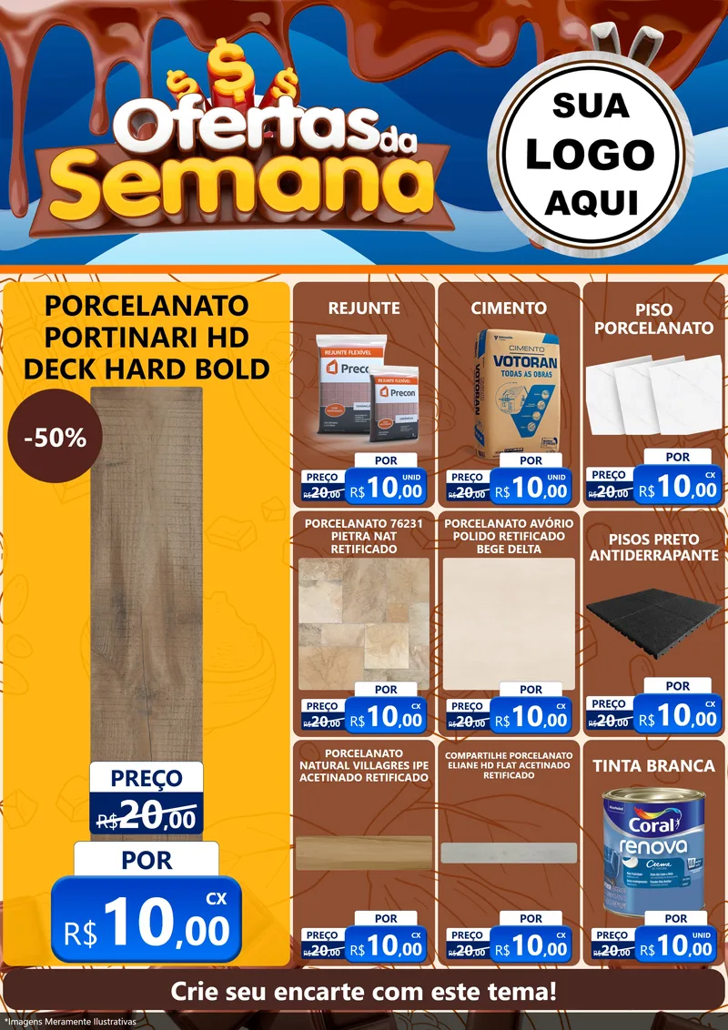 Modelo de Encarte para Encarte A4 Vertical com o tema Ofertas da Semana - Páscoa para Pisos e revestimentos