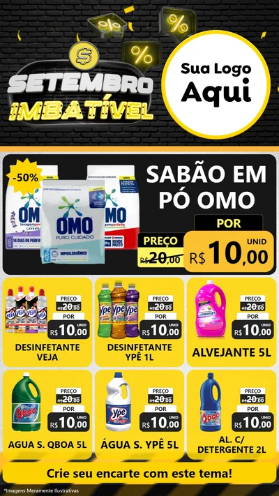 Modelo de Rede Social para Stories com o tema Setembro Imbatível para Produtos de Limpeza