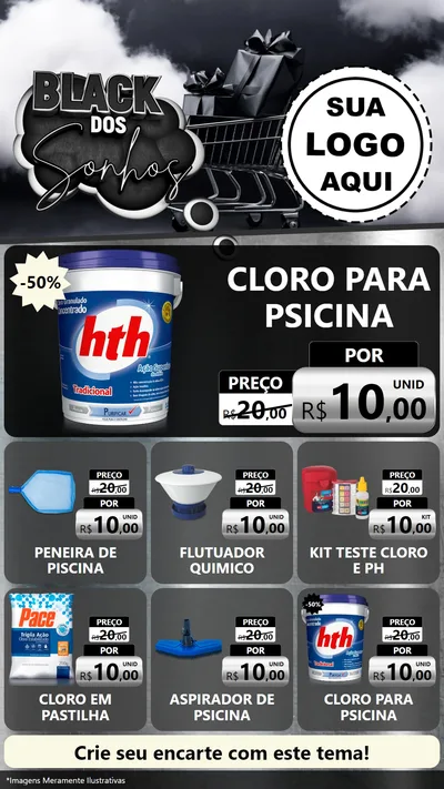 Modelo de Rede Social para Stories com o tema Black dos Sonhos para Produtos para Piscina
