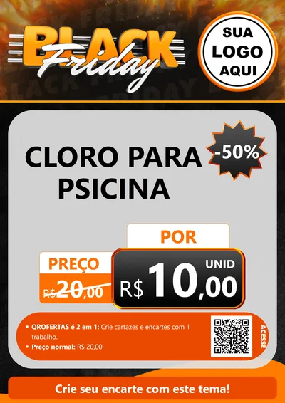 Modelo de Cartaz para Cartaz A4 Vertical com o tema Black Friday para Produtos para Piscina