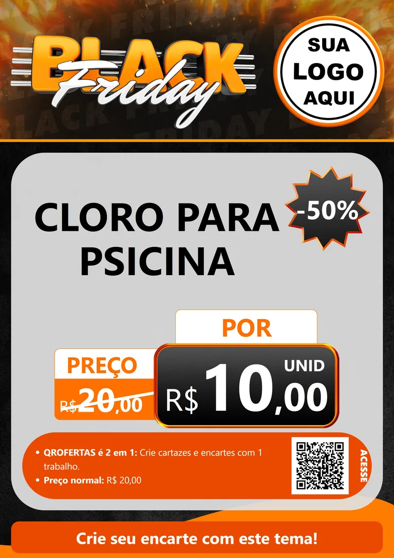 Modelo de Cartaz para Cartaz A4 Vertical com o tema Black Friday para Produtos para Piscina