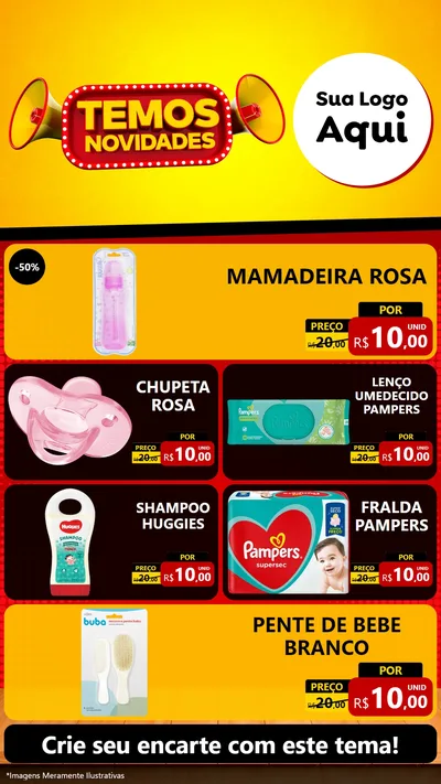 Modelo de TV para TV Vertical com o tema Temos Novidades para Bebês