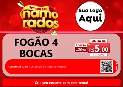 Modelo de Cartaz para Cartaz A4 Horizontal com o tema Semana dos namorados para Móveis e Eletro