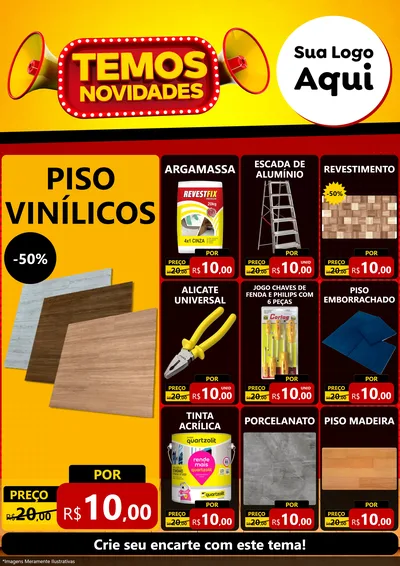 Modelo de Encarte para Encarte A4 Vertical com o tema Temos Novidades para Material para Construção