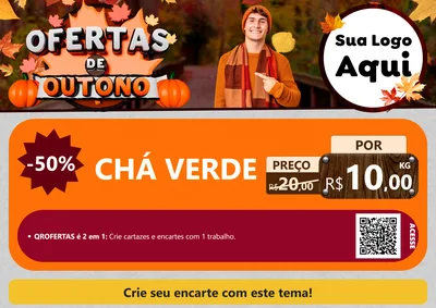 Modelo de Cartaz para Cartaz A4 Horizontal com o tema Ofertas de Outono para Produtos Naturais