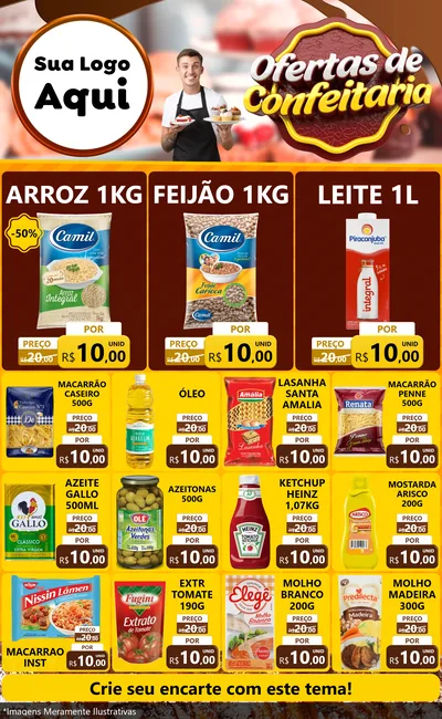 Modelo de Encarte para Encarte Grande com o tema Ofertas de Confeitaria para Supermercado