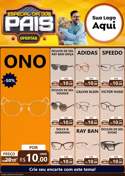 Modelo de Encarte para Encarte A4 Vertical com o tema Especial Dia dos Pais para Óticas