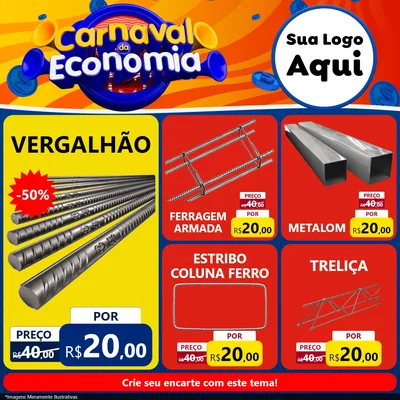 Modelo de Rede Social para Feed Facebook com o tema Carnaval da Economia para Ferragens