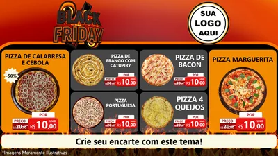 Modelo de TV para TV Horizontal com o tema Black Friday para Pizzaria