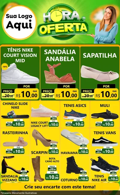 Modelo de Encarte para Encarte Grande com o tema Hora da Oferta para Calçados