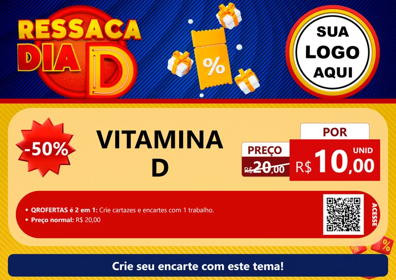 Modelo de Cartaz para Cartaz A4 Horizontal com o tema Ressaca Dia D para Farmácia