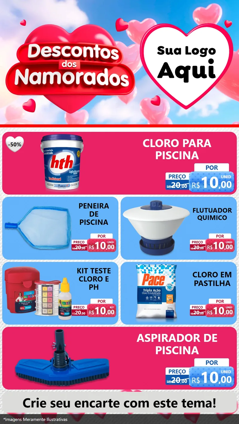 Modelo de TV para TV Vertical com o tema Descontos dos Namorados para Produtos para Piscina