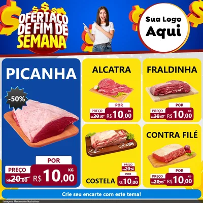 Modelo de Rede Social para Feed Facebook com o tema Ofertaço de Fim de Semana para Açougue